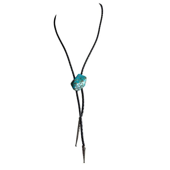 Rare Turquoise Chunk Bolo Tie – Western Festival Cowboycore - Picture 1 of 3
